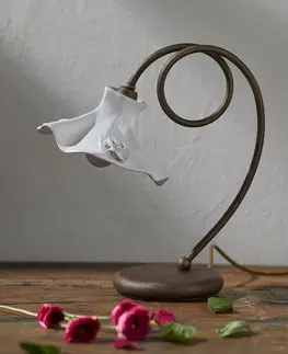 Stolové lampy Ferroluce Stolná lampa Eleonora s keramickým tienidlom