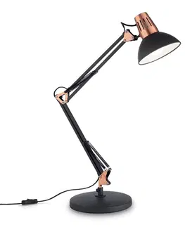 Stolové lampy na písací stôl Ideallux Stolná lampa Wally s kĺbovým ramenom čierna/medená