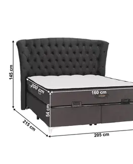 S úložným priestorom Boxspringová posteľ MERSIA Tempo Kondela 160 x 200 cm