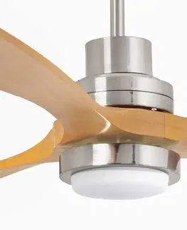 Stropné ventilátory so svetlom FARO BARCELONA Ventilátor Lantau L LED nikel/borovica svetlá