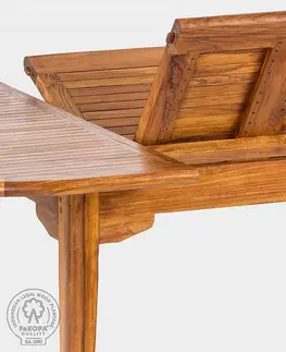 Stolčeky DEOKORK Záhradný teakový stôl ELEGANTE 130/180x120 cm