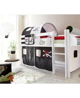 Vyvýšené detské postele Posteľ S Priestorom Na Hru Malte Záves Čierno-Biely