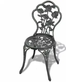 Záhradné kreslá a stoličky Záhradné bistro stoličky 2 ks liaty hliník Zelená