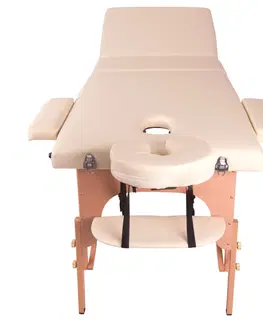 Masážne stoly a stoličky Masážne lehátko inSPORTline Japane 3-dielne drevené hnedá
