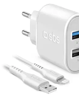 Nabíjačky pre mobilné telefóny SBS Cestovná nabíjacia sada, Ultra Fast Charge, 2x USB/Lightning MFI C-89 kábel, biela TEKITTR2ULH2189A