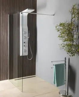 Kúpeľňa AQUALINE - WALK-IN stena na inštaláciu na múr so vzperou, jednodielna, 800 mm, sklo číre WI081
