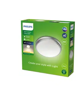 Vonkajšie stropné svietidlá Philips Philips Doris LED svietidlá IP54 2 700 K nikel
