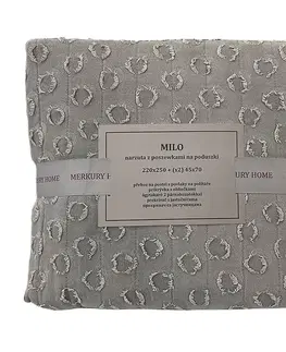Prehozy na posteľ Prikryvka na postel Milo 220X250 svetlo sivá Merkury Home