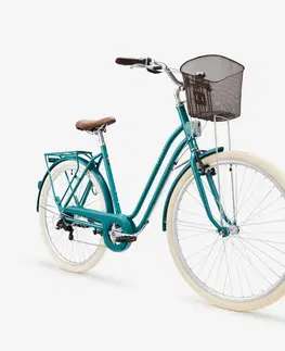 bicykle Mestský bicykel Elops 520 s nízkym rámom zelený