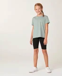 nohavice Dievčenské bavlnené tričko 500 zelené