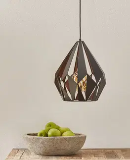 Závesné svietidlá EGLO Závesná lampa Carlton čierno-medená Ø 31 cm