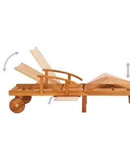 Záhradné lehátka Záhradné lehátko 2ks s poduškou a stolíkom akáciové drevo Dekorhome Béžová