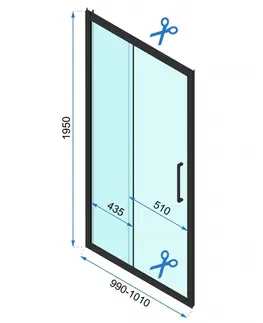 Sprchové dvere REA/S - Sprchovací kút Rapid Slide Dvere: 110 x Sprchová zástena: 90 KPL-09878