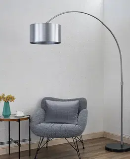 Stojacie lampy do obývačky Lindby Lindby Dexin oblúková stojaca lampa, strieborná