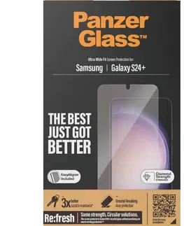 Ochranné fólie pre mobilné telefóny Ochranné sklo PanzerGlass Re:fresh UWF s aplikátorom pre Samsung Galaxy S24 Plus, čierne 7351