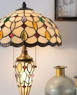 Stolové lampy Clayre&Eef Stolná lampa 5182 farebné, tienidlo sklo Tiffany
