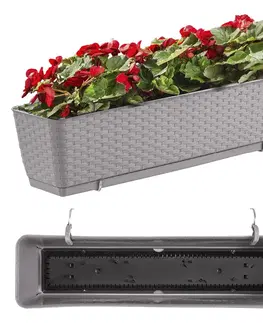 Kvetináče a truhlíky NABBI DRL500PW plastový balkónový kvetináč 49,2 cm mocca