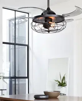 Stropné ventilátory so svetlom Beacon Lighting Stropný ventilátor Fanaway Industri svetlo, čierny