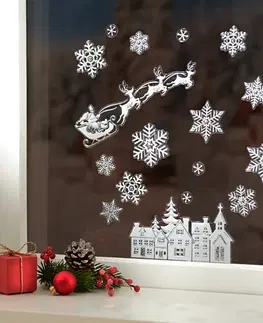 Drobné dekorácie a doplnky Obrázok na okná "Santa na saniach ťahaných soby"
