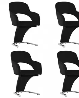 Jedálenské stoličky a kreslá Jedálenská stolička 4 ks zamat / chróm Dekorhome Vínová