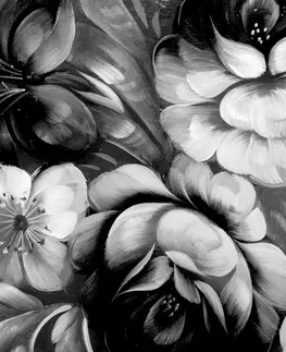 Čiernobiele obrazy Obraz impresionistický svet kvetín v čiernobielom prevedení
