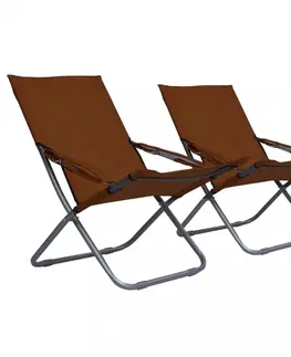 Záhradné kreslá a stoličky Skladacia plážová kresielka 2 ks Dekorhome Červená