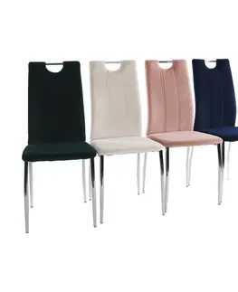 Jedálenské stoličky KONDELA Oliva New jedálenská stolička béžová (Velvet) / chróm