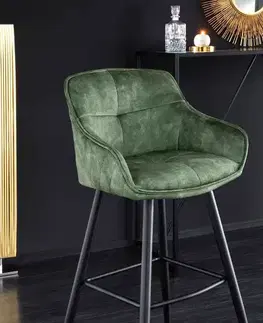 Barové stoličky LuxD Dizajnová barová stolička Natasha zelený zamat 