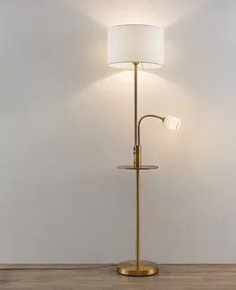Stojacie lampy Lindby Lindby Aovan stojaca lampa odkladací a USB, bronz