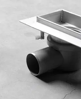 Sprchovacie kúty AQUALINE - VENTO podlahový žľab z nerezové oceli s roštom, L-960, DN50 2708-10