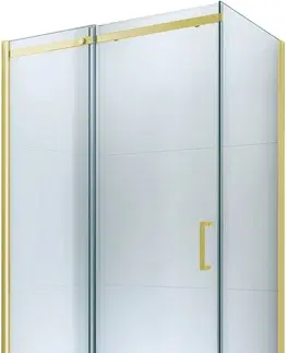 Vane MEXEN/S - Omega Sprchovací kút 100x70 cm, transparent, zlatý + vanička so sifónom 825-100-070-50-00-4010