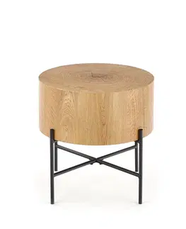Konferenčné stolíky HALMAR Brooklyn S okrúhly konferenčný stolík dub prírodný / čierna