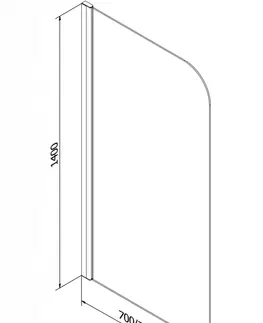 Sprchové dvere MEXEN - Felix vaňová zástena 1 krídla 70x140 cm, transparent, chróm 890-070-001-01-00