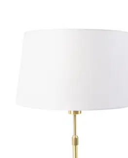 Stolove lampy Stolová lampa zlatá / mosadz s ľanovým tienidlom biela 35 cm - Parte