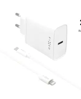 Nabíjačky pre mobilné telefóny FIXED Travel Charger Smart Rapid Charge with 2 x USB PD,20W + Data Cabel USB-C/Lightning MFI 1m, white - OPENBOX (Rozbal FIXC20-CL-WH