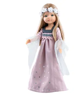 Bábiky a doplnky Paola Reina Oblečenie pre Bábiku - Ružové šaty s tylovými rukávmi a kvetinovou čelenkou 32 cm