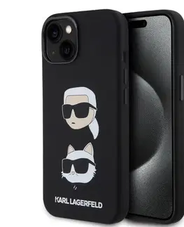 Puzdrá na mobilné telefóny Puzdro Karl Lagerfeld Liquid Silicone Karl and Choupette Heads pre Apple iPhone 15 Plus, čierne 57983116859