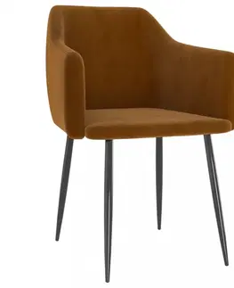 Jedálenské stoličky a kreslá Jedálenská stolička 2 ks zamat / kov Dekorhome Modrá