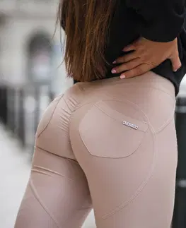 Dámske klasické nohavice Legíny Nebbia Lifting Effect Bubble Butt 587 Cream - XS