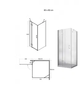 Sprchovacie kúty HOPA - Štvorcový sprchovací kút VIVA 195C - Rozmer A - 90, Smer zatváranie - Pravé (DX) BCVIV90CTVEP