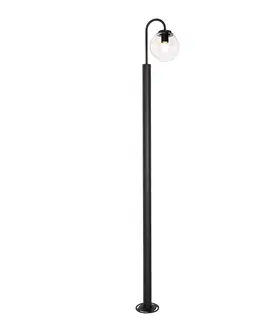 Zahradne stlpove lampy Moderný lampáš čierny s čírym sklom 200 cm IP44 - Sfera