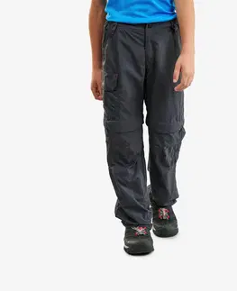 nohavice Detské turistické nohavice MH500 odopínateľné pre 7 až 15 rokov čierne