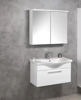 Kúpeľňový nábytok AQUALINE - KAWA STRIP Galérka s LED osvetlením 80x70x22cm, biela WGL80S