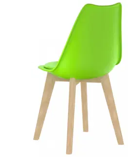 Jedálenské stoličky a kreslá Jedálenská stolička 4 ks plast / umelá koža / buk Dekorhome Zelená