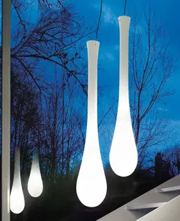 Závesné svietidlá Vistosi Závesná lampa Lacrima zo skla, Ø 25 cm, biela