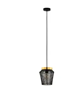 Závesné svietidlá EGLO Závesná lampa Escandidos čierna/zlatá, 1-plameňová