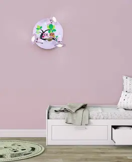 Stropné svietidlá Elobra Stropné svietidlo Sova pre detskú izbu, ružové