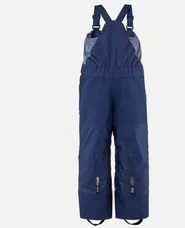 nohavice Detské lyžiarske nohavice PNF 500 s trakmi nepremokavé tmavomodré