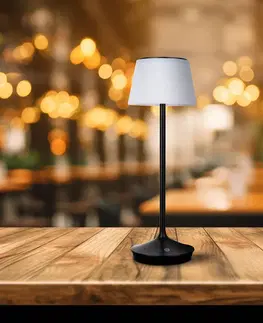 Solárne lampy Näve LED stolová lampa Emmi CCT nabíjateľná, čierna