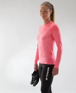 dresy Dámske cyklistické spodné tričko 500 s dlhým rukávom ružové